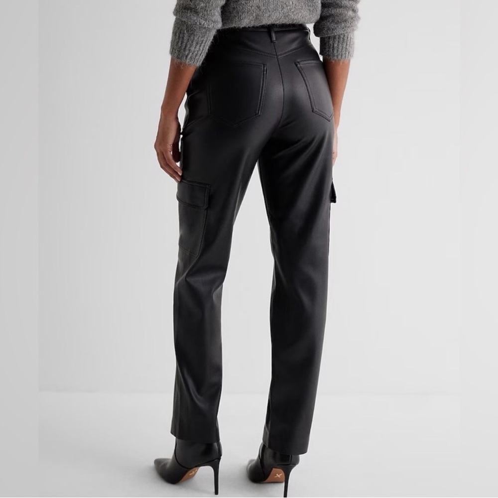 Express Faux Leather Cargo Straight Pants - Picture 7 of 8